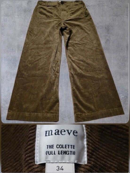 Maeve Pants - Anthropologie Maeve The Colette Wide Leg Velvet Corduroy Brown Pants 34 Women's